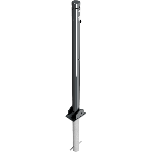 Ornamental bollard | Series 464B | � 60 mm | foldable, self-engaging lockfor casting in concrete, ground socket part-no. 470.60approx. 400 mm below ground | with Euro profile cylinder lock and three keys | without eyelet